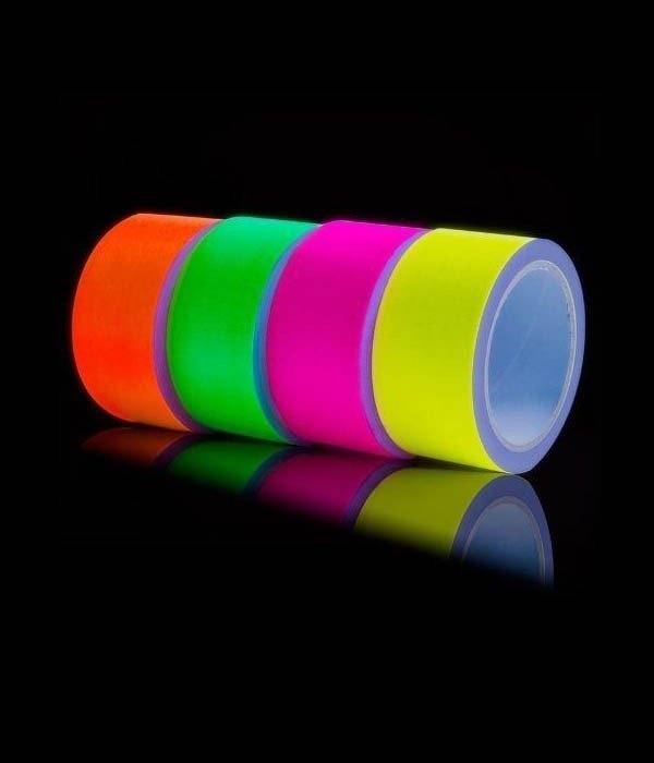Rouleaux de ruban adhésif fluo 5 cm orange, vert, rose et jaune