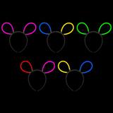 Serre-tête noir à oreilles de lapin formées de deux bracelets lumineux roses — vue 11