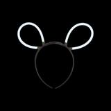 Serre-tête noir à oreilles de lapin formées de deux bracelets lumineux roses — vue 10
