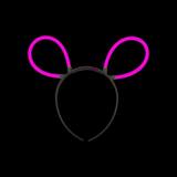 Serre-tête noir à oreilles de lapin formées de deux bracelets lumineux roses — vue 1