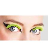 Faux cils fluo vert XL posés sur les yeux — vue 3