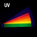 Bracelets Tyvek fluo jaune, vert, orange, rose et bleu en éventail sous UV — vue 7