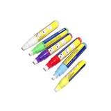 Six feutres craie liquide fluo à pointe biseau, jaune, vert, violet, rouge et bleu — vue 1