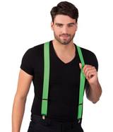 Homme en t-shirt noir portant des bretelles fluo vertes — vue 1