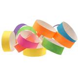 Bracelets Tyvek fluo jaune, vert, orange, rose et bleu en éventail sous UV — vue 6