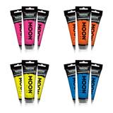 Tubes de peinture fluo UV visage et corps Moon Glow orange, bleu, rose et jaune — vue 1