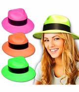 Chapeau fluo orange style Capone brillant sous lumière noire — vue 2