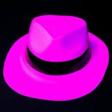 Chapeau fluo orange style Capone brillant sous lumière noire — vue 4