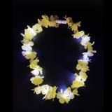 Collier hawaïen lumineux à fleurs multicolores et LED allumées — vue 3