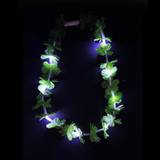 Collier hawaïen lumineux à fleurs multicolores et LED allumées — vue 5