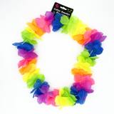 Collier hawaïen à grandes fleurs fluo multicolores sous lumière noire — vue 3