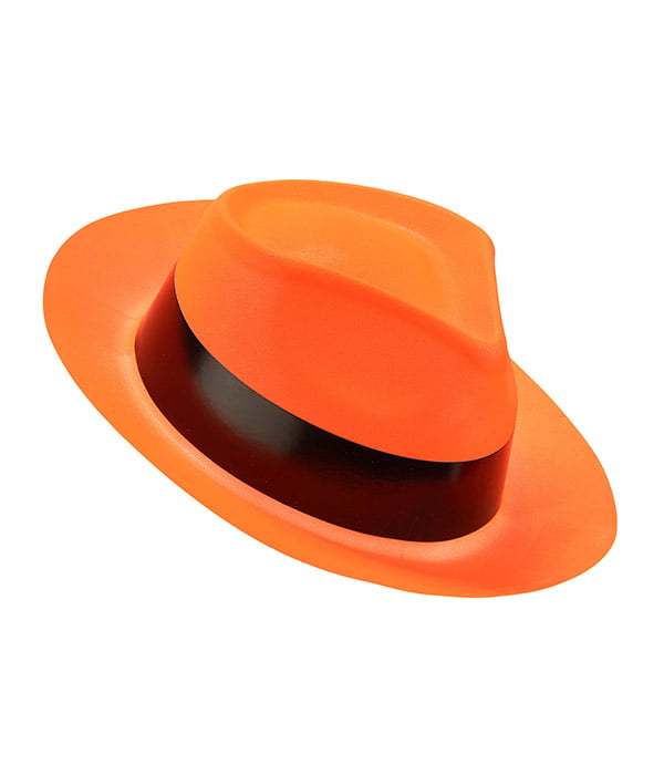 Chapeau Fluo Fedora Pour Adulte - Plastique, Ruban Noir, Circonférence ~58 Cm - Pour Soirée, Festival, Carnaval, Déguisement