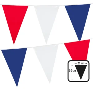 Guirlande de fanions tricolores - aux couleur de la France - Longueur 10 mètres